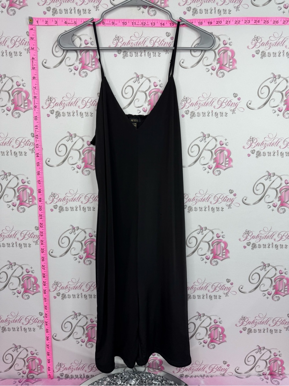 AFRM Black dress strappy Midi Slip Dress